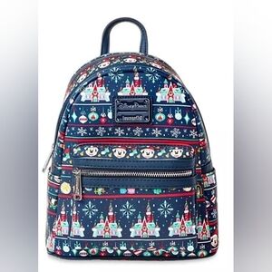 NWT Disney Parks Loungefly Mickey Christmas Ugly Sweater Holiday Backpack